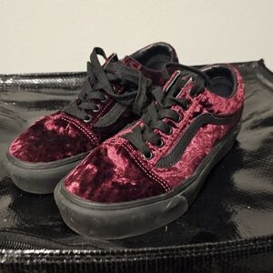 Velvet Burgundy Vans Platform Old Skool